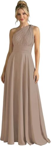YHHOWEP Bridesmaid Dresses for Women One Shoulder Chiffon Ruched Long Formal Evening Party Gowns Prom Dress in Saudi Arabia
