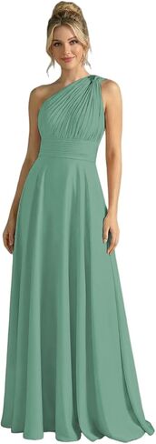 YHHOWEP Bridesmaid Dresses for Women One Shoulder Chiffon Ruched Long Formal Evening Party Gowns Prom Dress in Saudi Arabia