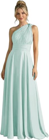 YHHOWEP Bridesmaid Dresses for Women One Shoulder Chiffon Ruched Long Formal Evening Party Gowns Prom Dress in Saudi Arabia