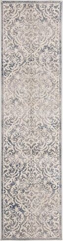 سجادة SAFAVIEH Brentwood Collection Runner - 2 × 8 بوصة، رمادي فاتح وأزرق، تصميم دمشقي، لا يتساقط ويسهل العناية به، مثالي للمناطق ذات الحركة العالية في غرفة المعيشة وغرفة النوم (BNT810G) in Saudi Arabia