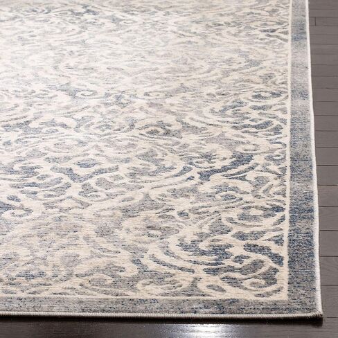 سجادة SAFAVIEH Brentwood Collection Runner - 2 × 8 بوصة، رمادي فاتح وأزرق، تصميم دمشقي، لا يتساقط ويسهل العناية به، مثالي للمناطق ذات الحركة العالية في غرفة المعيشة وغرفة النوم (BNT810G) in Saudi Arabia