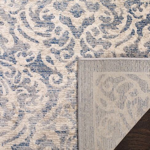 سجادة SAFAVIEH Brentwood Collection Runner - 2 × 8 بوصة، رمادي فاتح وأزرق، تصميم دمشقي، لا يتساقط ويسهل العناية به، مثالي للمناطق ذات الحركة العالية في غرفة المعيشة وغرفة النوم (BNT810G) in Saudi Arabia