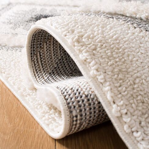SAFAVIEH Moroccan Tassel Shag Collection Runner Rug - 2'3" x 8', Ivory & Grey, Boho Design, Non-Shedding & Easy Care, 2-inch Thick Ideal for High Traffic Areas in Living Room, Bedroom (MTS601F) in Saudi Arabia