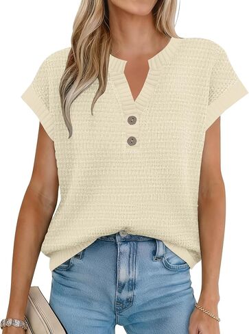 المرأة سترة سترة الربيع الصيف زر الخامس الرقبة مخطط السترة تانك الأعلى كاب الأكمام متماسكة البلوزات القمم in Kuwait