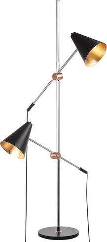 مجموعة Safavieh Lighting Reed الحديثة المعاصرة الاسكندنافية الكروم الرجعية/ أسود 71 بوصة 2-بوصة غرفة المعيش in Saudi Arabia