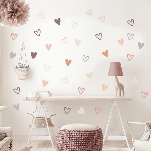 6 ورقات 72 قطعة من ملصقات الحائط برسومات قلب الحب، sacinora Boho Love DIY ملصقات جدارية فنية قابلة للإزالة من الفينيل قابلة للتقشير واللصق للأولاد والبنات وغرفة النوم وغرفة المعيشة وغرفة الدراسة وديكور المنزل in Kuwait