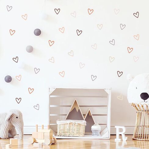 6 ورقات 72 قطعة من ملصقات الحائط برسومات قلب الحب، sacinora Boho Love DIY ملصقات جدارية فنية قابلة للإزالة من الفينيل قابلة للتقشير واللصق للأولاد والبنات وغرفة النوم وغرفة المعيشة وغرفة الدراسة وديكور المنزل in Kuwait