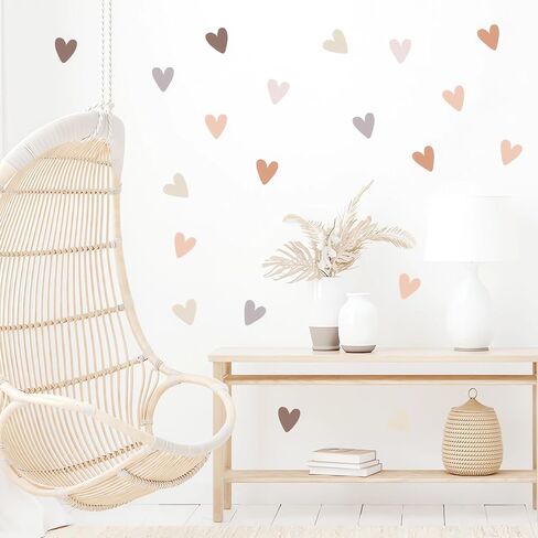 6 ورقات 72 قطعة من ملصقات الحائط برسومات قلب الحب، sacinora Boho Love DIY ملصقات جدارية فنية قابلة للإزالة من الفينيل قابلة للتقشير واللصق للأولاد والبنات وغرفة النوم وغرفة المعيشة وغرفة الدراسة وديكور المنزل in Kuwait