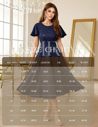HomRain Women's Sequin Formal Dresses Wedding Guest Cocktail Party A-Line Flare Sleeve Gowns in Saudi Arabia