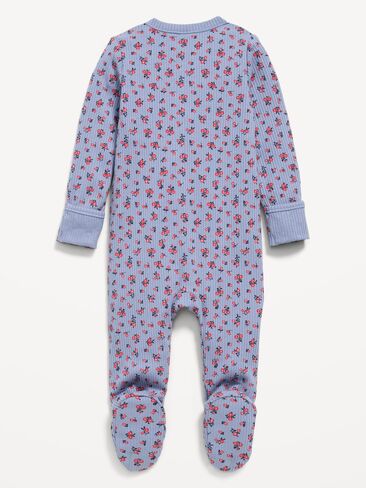 Old Navy Ribbed 2-Way-Zip Sleep & Play Footed One-Piece for Baby - Blue Floral in Kuwait