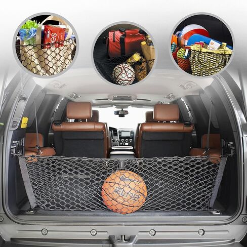 شبكة بضائع شبكية مرنة على شكل ظرف لسيارة Toyota Sequoia 2008-2023 - منظم وتخزين ممتاز لصندوق السيارة - شبكة أمتعة لسيارات الدفع الرباعي - أفضل منظم سيارة لتويوتا سيكويا in Saudi Arabia