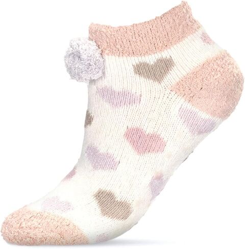 MeMoi Women's Color Hearts Buttersoft Plush Lined Low Cut Socks in Saudi Arabia