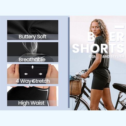 2-Pack Biker Shorts Women 5" High-Waist Yoga Leggings with Pockets for Comfort and Style in Saudi Arabia