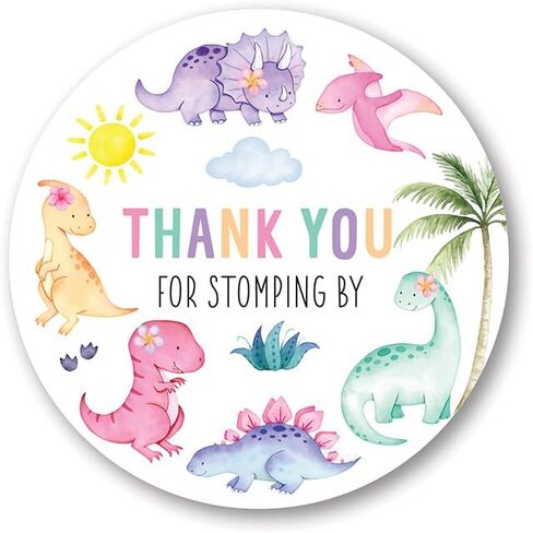 2" Round Dinosaur Thank You Favor Stickers for Birthday and Baby Shower - Set of 40 (Watercolor) in Saudi Arabia