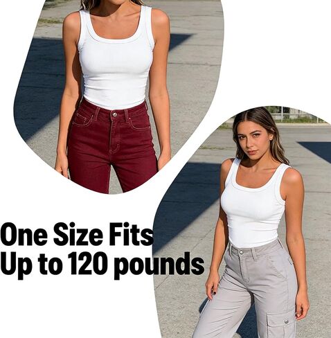 Women's Ribbed Sleeveless One Size Top Racerback Tank for Summer, Slim Fit Stretch Basic Wardrobe Essential for Casual Outfits, Lounge, and Light Layering White in Saudi Arabia
