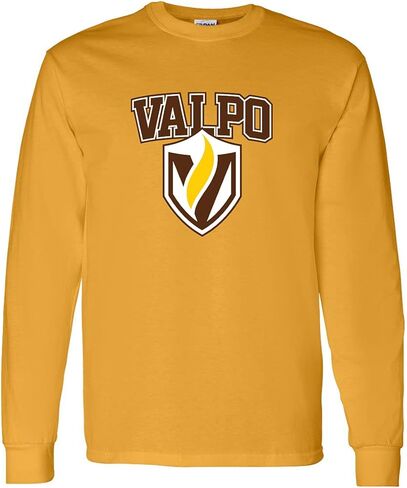 CreateMyTee | Valparaiso Valpo Shield Full Color Long Sleeve T-Shirt in Saudi Arabia