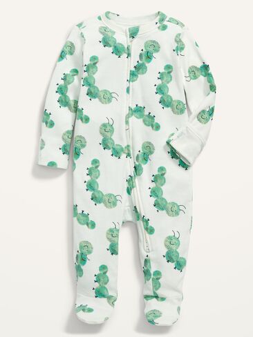 Old Navy Unisex Caterpillar Print Sleep & Play 2-Way Zip Footed One-Piece for Baby - Caterpillar in Saudi Arabia