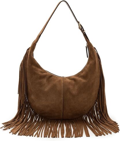 Madewell Suede Essentials Med Curve Shoulder-Fringe, Dried Acorn in Saudi Arabia