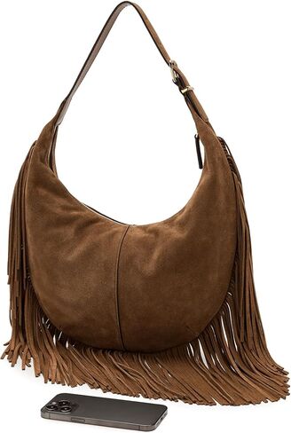Madewell Suede Essentials Med Curve Shoulder-Fringe, Dried Acorn in Saudi Arabia