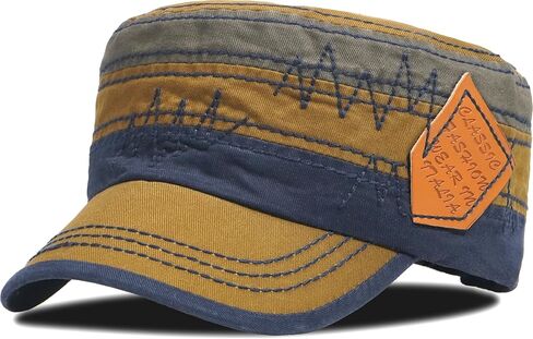 قبعات LXOrdora Cadet Army Caps Flat Top Hat قبعة بيسبول عسكرية للجنسين in Kuwait