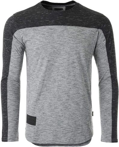 ZIMEGO Mens Long Sleeve Slim Fit T-Shirt - Casual Color Block Crew Neck Activewear in Saudi Arabia