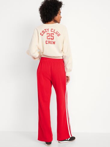 Old Navy High-Waisted SoComfy Wide-Leg Sweatpants - Red/White Stripe in Saudi Arabia