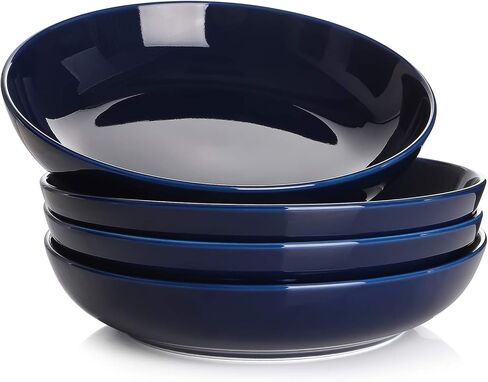 Y YHY 9.75" Large Pasta Bowls, 50 Ounces Big Salad Bowls, Ceramic Serving Bowl Set of 4, Wide and Shallow Bowls Set, Microwave and Dishwasher Safe, White in Kuwait