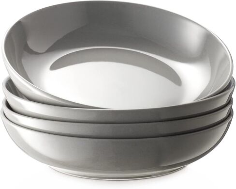 Y YHY 9.75" Large Pasta Bowls, 50 Ounces Big Salad Bowls, Ceramic Serving Bowl Set of 4, Wide and Shallow Bowls Set, Microwave and Dishwasher Safe, White in Kuwait