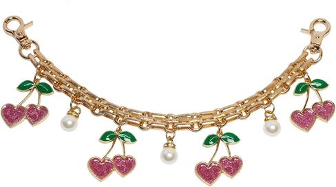 لطيف حقيبة الكرز سلسلة المفاتيح مع اللؤلؤ، القوس الوردي محفظة سحر، حقيبة يد عصرية حقيبة سلسلة مفاتيح سحرية اكسسوارات للنساء in Kuwait