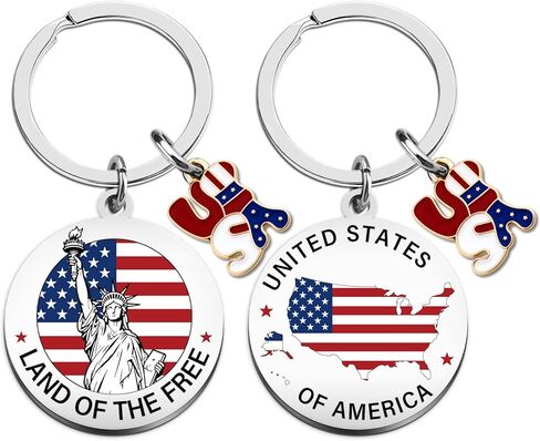 WEHBVF American Flag Keychain Souvenirs From Usa American Gifts for Foreigners New York Keychain Nyc New York Souvenirs Usa Keychains Patriotic Valentines Gift Basket for Families Patriotic Veteran in Kuwait