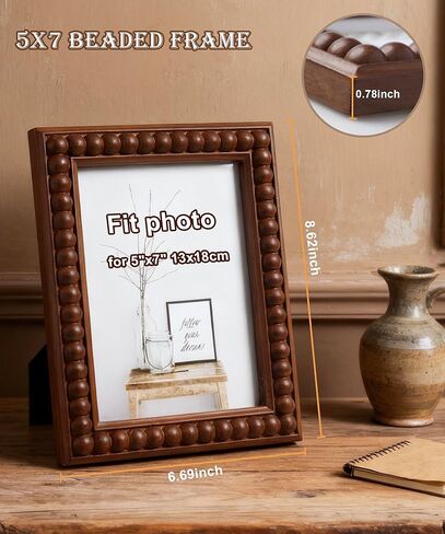 Moodisque 5x7 إطار الصورة الخشب مطرز إطار الصورة MDF البني Rusitc إطارات خمر فريدة من نوعها الجدار شنقا سطح المكتب الهدايا ديكور المنزل عيد ميلاد عمل فني الذكرى السنوية لأصدقاء الأسرة أمي in Saudi Arabia