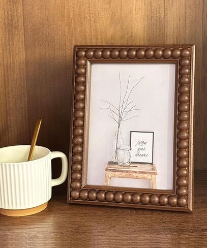 Moodisque 5x7 إطار الصورة الخشب مطرز إطار الصورة MDF البني Rusitc إطارات خمر فريدة من نوعها الجدار شنقا سطح المكتب الهدايا ديكور المنزل عيد ميلاد عمل فني الذكرى السنوية لأصدقاء الأسرة أمي in Saudi Arabia