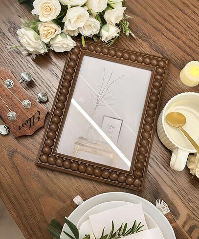 Moodisque 5x7 إطار الصورة الخشب مطرز إطار الصورة MDF البني Rusitc إطارات خمر فريدة من نوعها الجدار شنقا سطح المكتب الهدايا ديكور المنزل عيد ميلاد عمل فني الذكرى السنوية لأصدقاء الأسرة أمي in Saudi Arabia