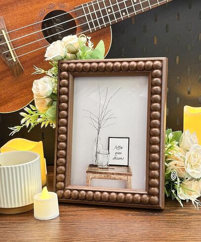 Moodisque 5x7 إطار الصورة الخشب مطرز إطار الصورة MDF البني Rusitc إطارات خمر فريدة من نوعها الجدار شنقا سطح المكتب الهدايا ديكور المنزل عيد ميلاد عمل فني الذكرى السنوية لأصدقاء الأسرة أمي in Saudi Arabia