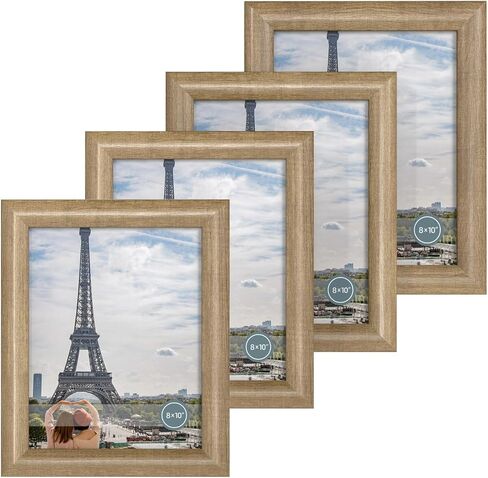 iRahmen 8x10 Picture Frame Set of 4, Wood Photo Frames with HD Glass - Tabletop Display or Wall Mount in Kuwait