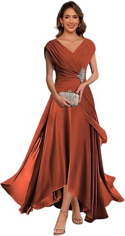 QIAGE Lace Applique Chiffon Mother of The Bride Dresses Cap Sleeves Evening Gown V Neck Formal Dress for Wedding QAN006 in Saudi Arabia