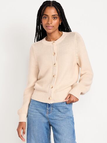 Old Navy Seaside Cotton Garter-Knit Cardigan Sweater - Wish Bone in Saudi Arabia