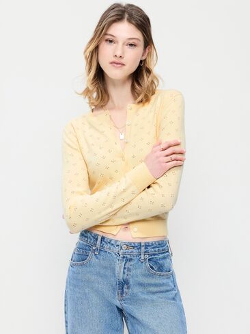 Old Navy SoSoft Pointelle Cardigan - Cool Almond in Saudi Arabia