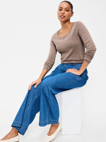 سترة جيرسي ذات رقبة واسعة من Old Navy - Driftwood Heather in Kuwait