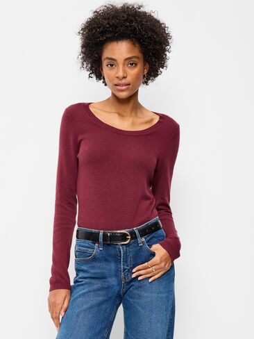 Old Navy Fitted Scoop-Neck Jersey Sweater - Red Red Wine in Saudi Arabia