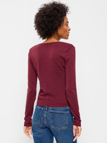 Old Navy Fitted Scoop-Neck Jersey Sweater - Red Red Wine in Saudi Arabia