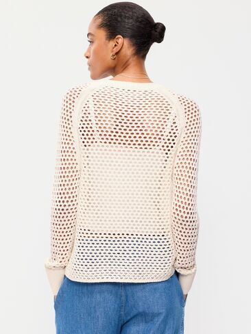 Old Navy Seaside Cotton Open-Knit Raglan Sweater - Sea Salt in Saudi Arabia