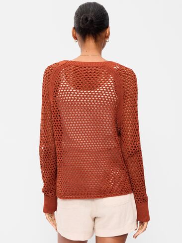 Old Navy Seaside Cotton Open-Knit Raglan Sweater - RUSSET MOON in Saudi Arabia