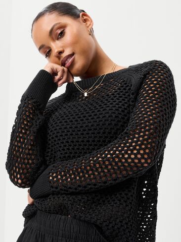 Old Navy Seaside Cotton Open-Knit Raglan Sweater - Black Jack in Saudi Arabia