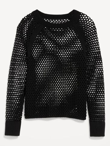 Old Navy Seaside Cotton Open-Knit Raglan Sweater - Black Jack in Saudi Arabia