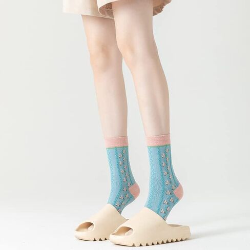 4-Pack Tulip Cute Retro Mid-Calf Socks for Women, Autumn and Winter in Saudi Arabia