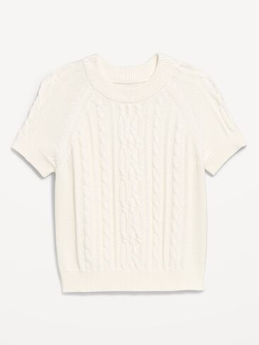 Old Navy Seaside Cotton Short-Sleeve Cable-Knit Cropped Sweater - Sea Salt in Kuwait
