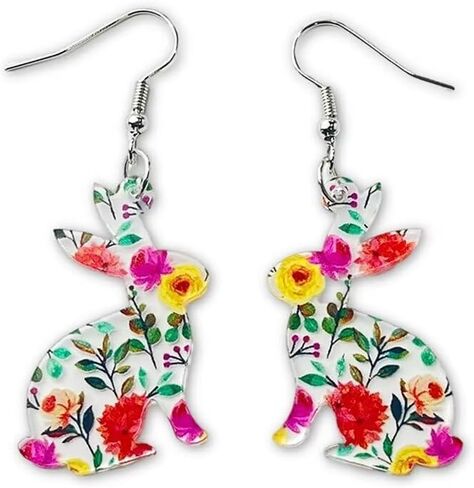 Todu Easter Earrings Cute Bunny Egg Rabbit Drop Colorful Flower Animal Dangle Spring Earrings Holiday Jewelry Gift For Women in Saudi Arabia