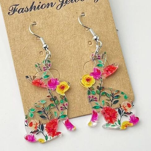 Todu Easter Earrings Cute Bunny Egg Rabbit Drop Colorful Flower Animal Dangle Spring Earrings Holiday Jewelry Gift For Women in Saudi Arabia