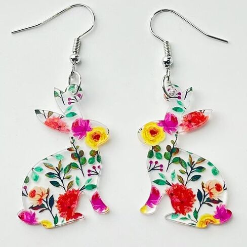 Todu Easter Earrings Cute Bunny Egg Rabbit Drop Colorful Flower Animal Dangle Spring Earrings Holiday Jewelry Gift For Women in Saudi Arabia